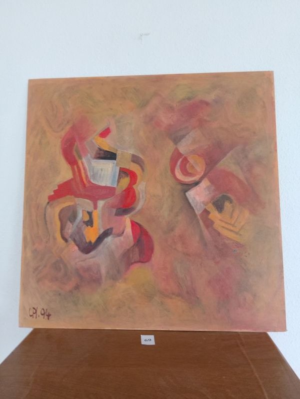 Oleo sobre cartón abstracto firmado LPI '94