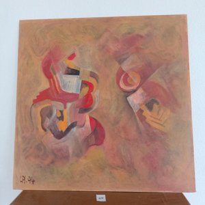 Oleo sobre cartón abstracto firmado LPI '94 - imagen 1