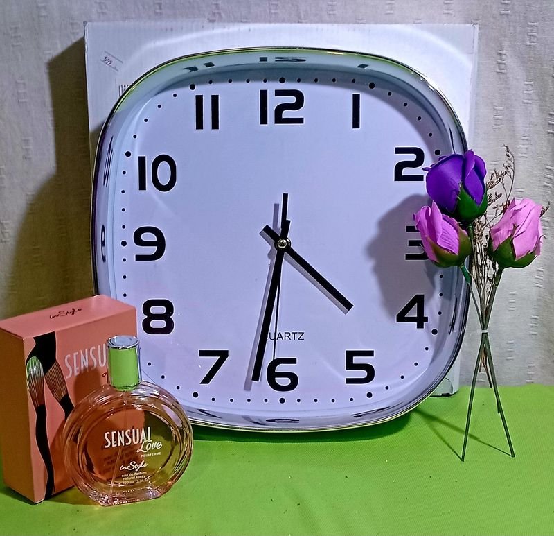 Reloj de Pared Cuadrado con Flores y Perfume "Sensual Love"