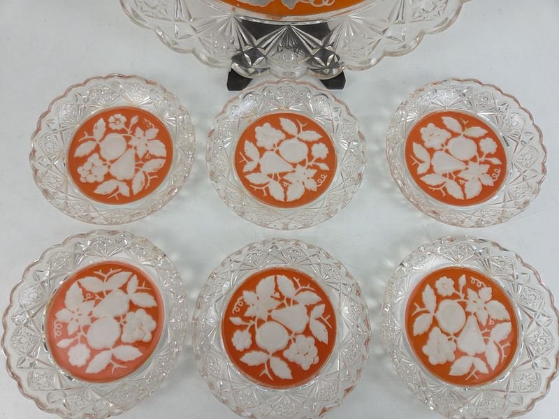Juego de fruta en vidrio prensado decorado - imagen 2