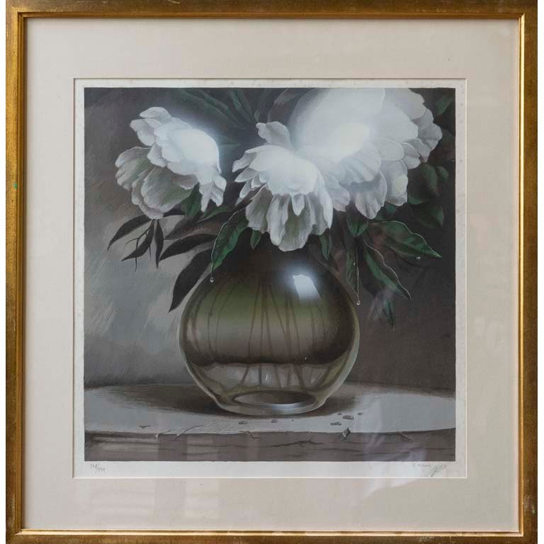 Serigrafía "Jarrón con Flores" de E. Medina, Edición Limitada 148/199