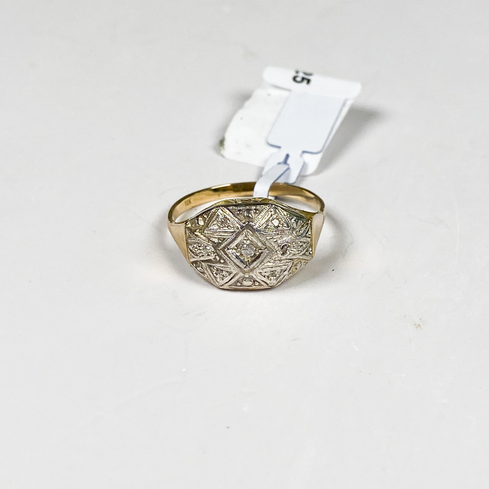 Anillo de oro 18k con siete brillantes redondos, tamaño 18 mm