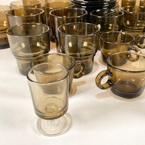 Set de Vidrio Francés "Vereco" para Té y Café: Tazas, Pocillos y Platitos - imagen 2
