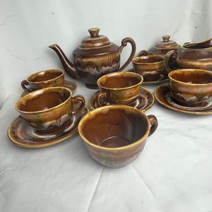Juego de Tazas y Platillos de Cerámica Marrón - imagen 15