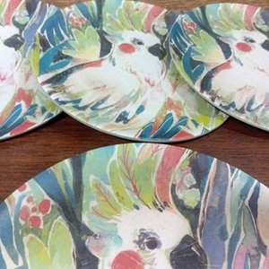 Set de 4 Platos Vintage de Melamina con Diseño de Cacatúa - imagen 3