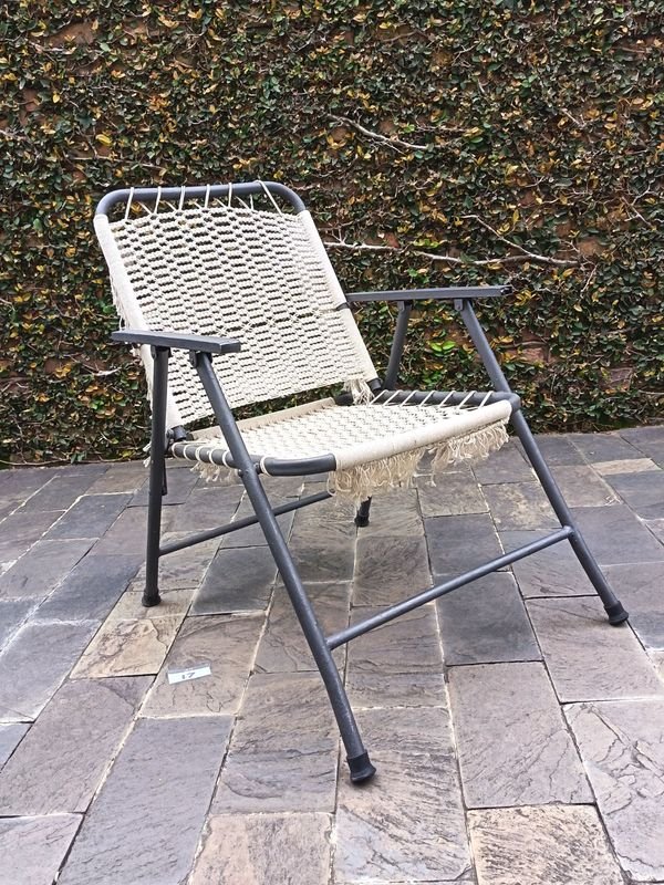 Silla Reposera Plegable Artesanal con Tejido Macramé