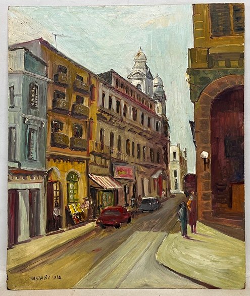 Mario Gonzalez Sosa - Pintura "Esquina" en Oleo sobre Fibra