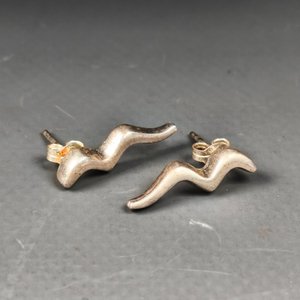 Par de Caravanas de Plata con Diseño Ondulado - imagen 2