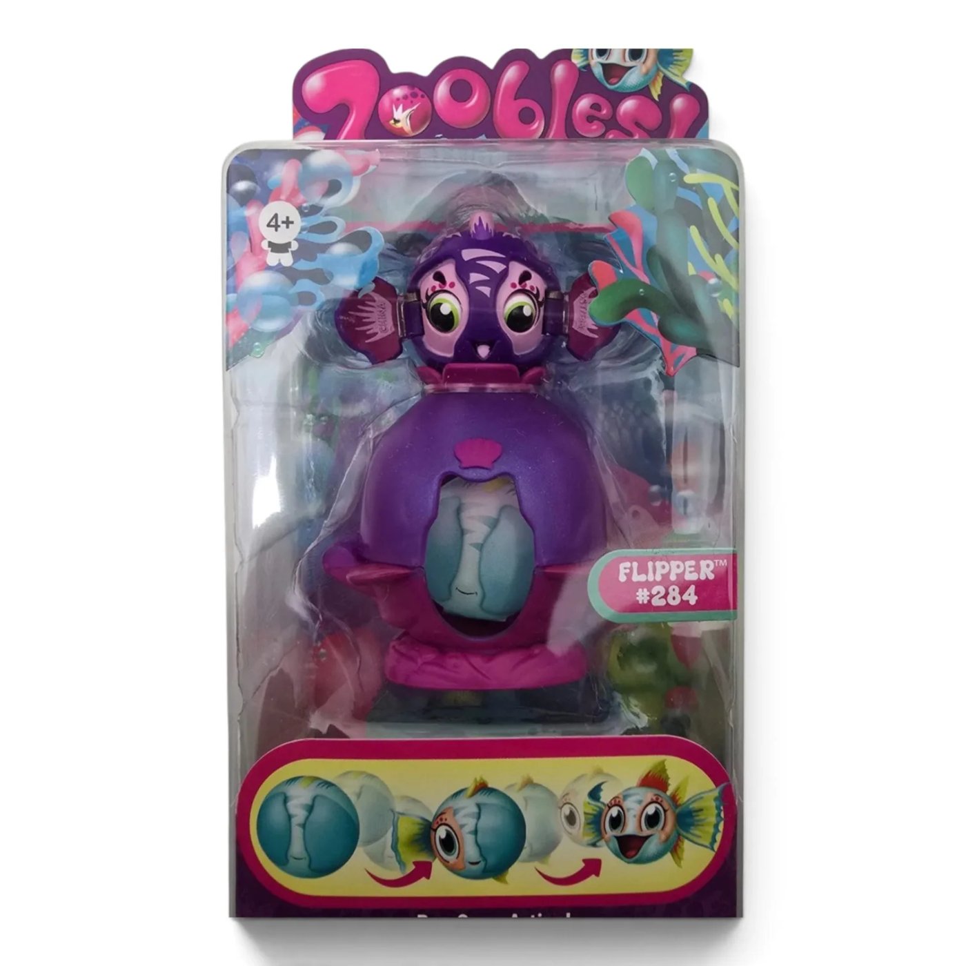 Figura Zoobles Flipper #284 con Hábitat y Acción Pop Open