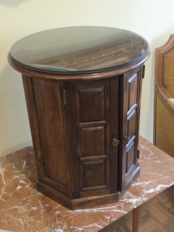 Cajón octogonal en madera con tapa de vidrio - imagen 2