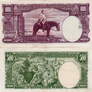Lote de 2 Billetes Uruguayos: 500 y 1000 Pesos de 1939 - imagen 3