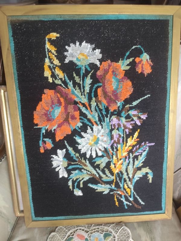 Bordado enmarcado - Flores