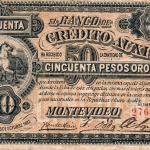 Lote anterior: Billete de 50 Pesos Uruguayos del Banco de Crédito Auxiliar de Montevideo