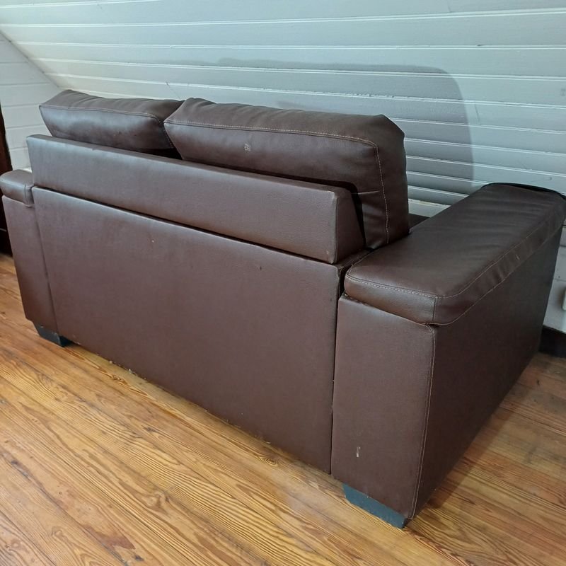Sillón de 2 cuerpos en cuerina, cuero marrón - imagen 8