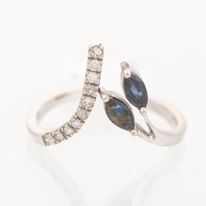 Anillo Oro 18k con Zafiros y Brillantes Talla 16mm - imagen 1