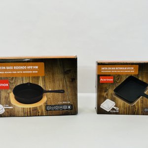 Set de 2 Sarteneras de Hierro Fundido con Base de Madera Acerinox - imagen 4