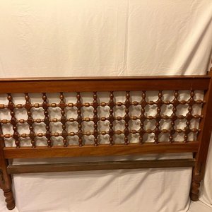Respaldo de Cama Antiguo de Madera Torneada Estilo Bobbin Wood - imagen 2