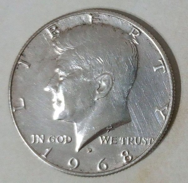Moneda de Plata Media Dólar John F. Kennedy 1968 D Denver - imagen 1
