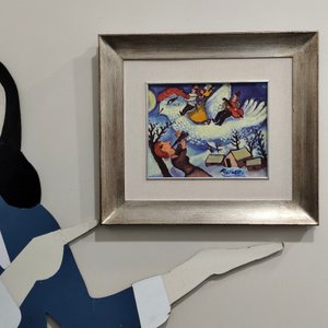 Carlos Prunell: Óleo sobre Fibra con Marco Plateado - imagen 7