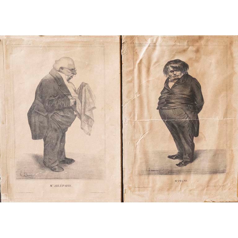 Dos Grabados de H. Daumier "Personaje" - Medidas 34 x 24 cm