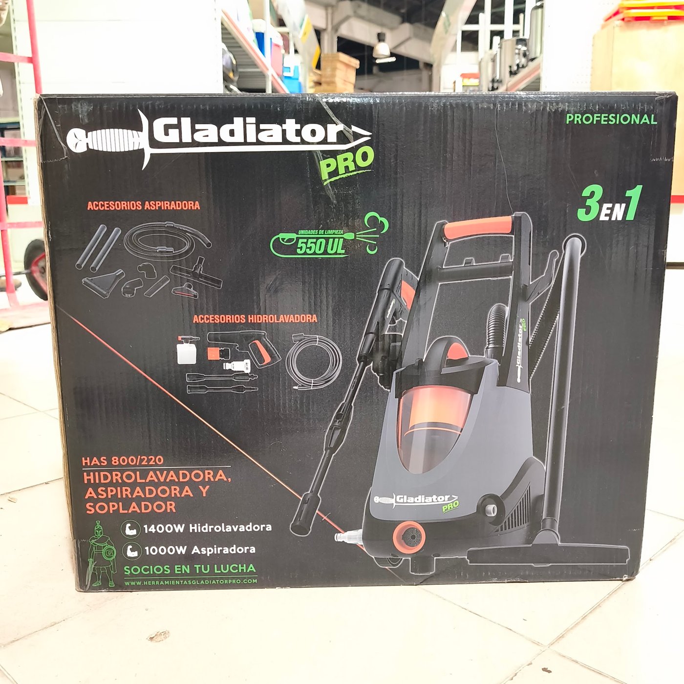 Hidrolavadora, Aspiradora y Sopladora Gladiator Pro HAS800/220 Multifunción 3 en 1
