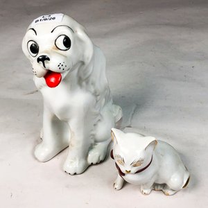 Figuras de Porcelana Blanca: Perro y Gato - imagen 3