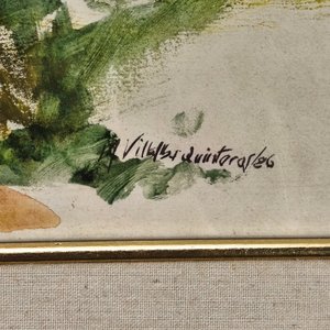 Acuarela y Lápiz "M. Villalba Quinteros" con Marco Dorado - imagen 3
