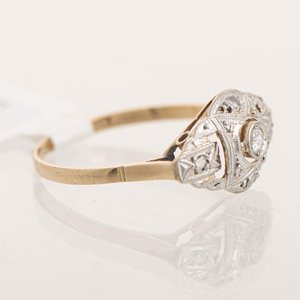 Anillo de Oro 18k y Platino con Brillante y Diamantes - imagen 2