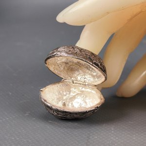Pastillero Coleccionable Plata Forma Nuez Antigua - imagen 6