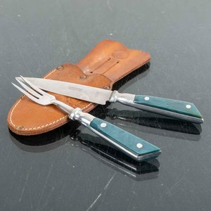 Set Cuchillo y Tenedor con Vaina de Cuero - Industria Argentina - imagen 1