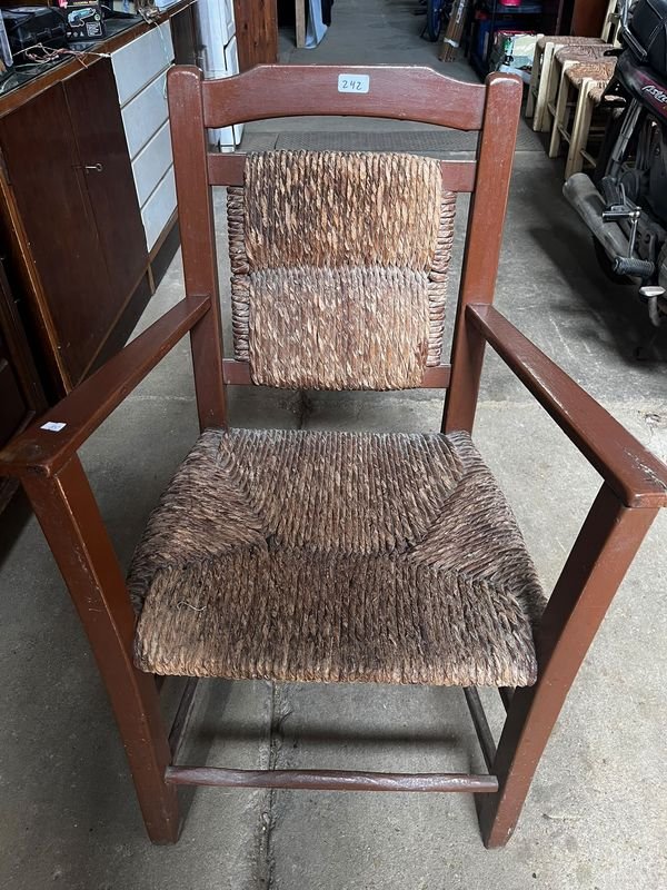 Butaca de Madera y Totora Estilo Rústico