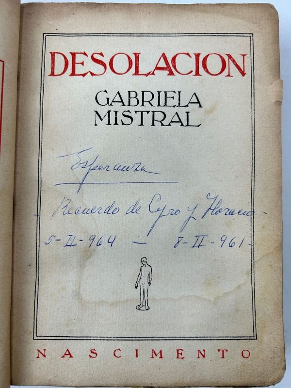 Libro de poesía de Gabriela Mistral, edición antigua con dedicatoria manuscrita - imagen 3