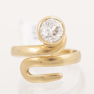 Anillo Serpiente Oro 18k con Brillante 70p Aprox. - imagen 1