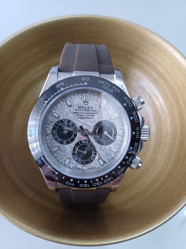 Réplica Reloj Rolex Cosmograph Daytona Esfera Gris Tramada Acero Oysterflex