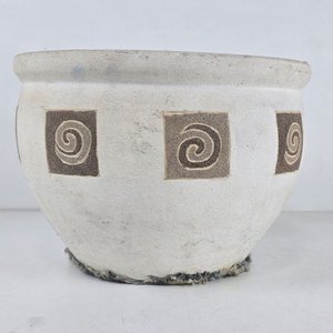 Macetero Decorativo Grande de Cerámica con Diseño de Espirales - imagen 2