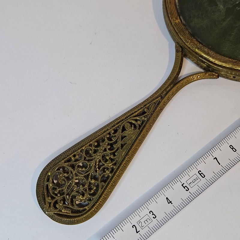 Espejo de mano estilo francés con hermoso trabajo de bronce - imagen 6