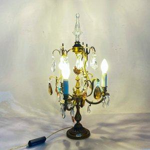 Lámpara Girandole de Bronce Labrado con Caireles y Tres Luces - imagen 4