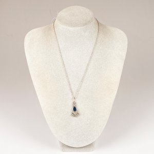 Cadena de Plata con Colgante Art Decó y Circones - imagen 2