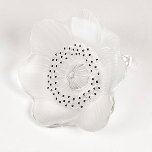 Flor de Cristal Lalique Transparente con Detalles Negros - imagen 3