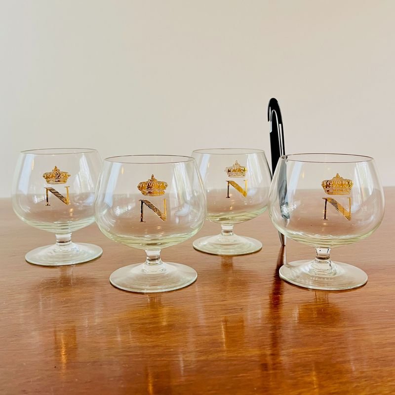 Set de 4 Copas de Cognac Napoleón con Corona Dorada