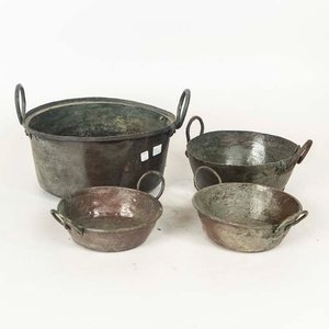 Lote de 4 Tachos de Cobre con Asas - imagen 1
