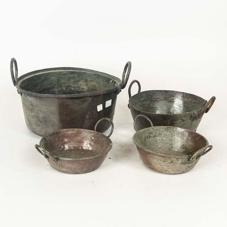 Lote de 4 Tachos de Cobre con Asas