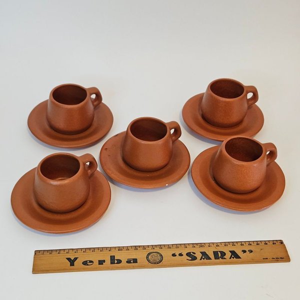 Juego de té en barro - Conjunto de tazas y platos de cerámica - imagen 1