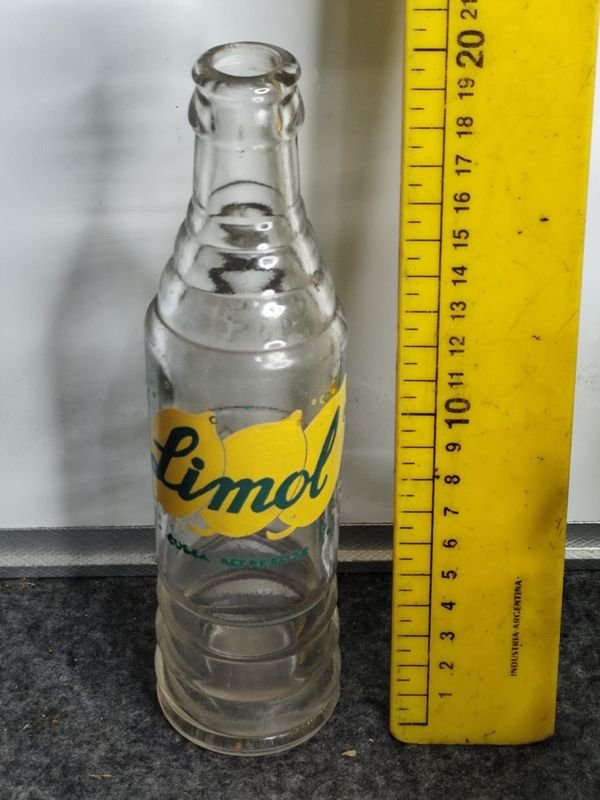 Botella Antigua Limól de Vidrio Transparente - imagen 1