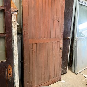 Hoja de Puerta Antigua de Madera Lambriz Oscura - imagen 2
