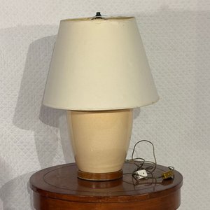 Lote de 2 Veladores con Base de Cerámica Esmaltada Beige - imagen 1