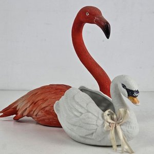 Figuras Decorativas de Cerámica: Flamenco y Cisne - imagen 2
