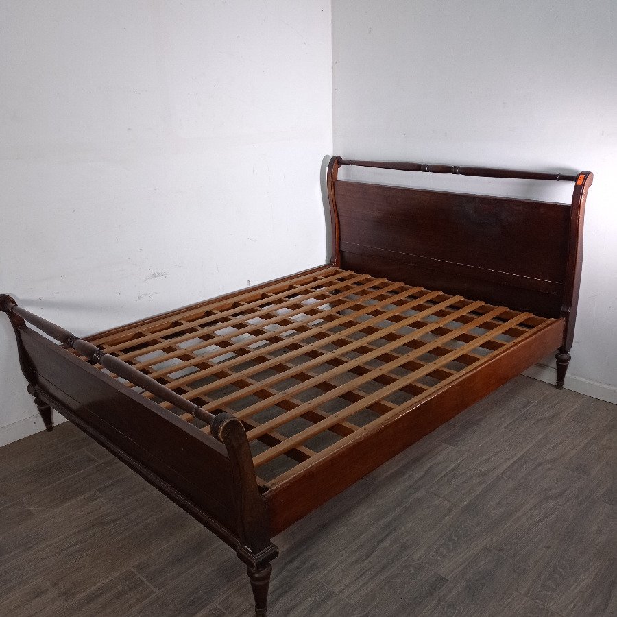 Cama Dos Plazas Estilo Sheraton Madera Oscura