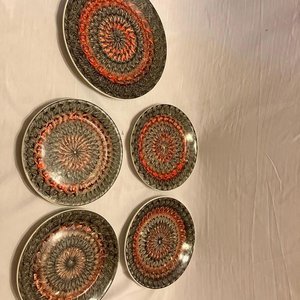 Conjunto de 5 Platos Decorativos Cerámica Vintage Diseño Mandala - imagen 3