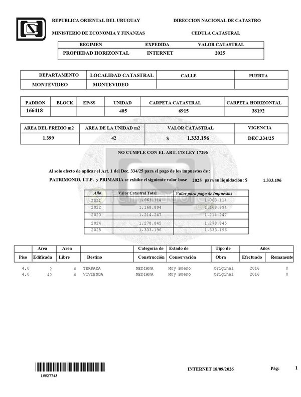 Documento de Catastro de Montevideo
